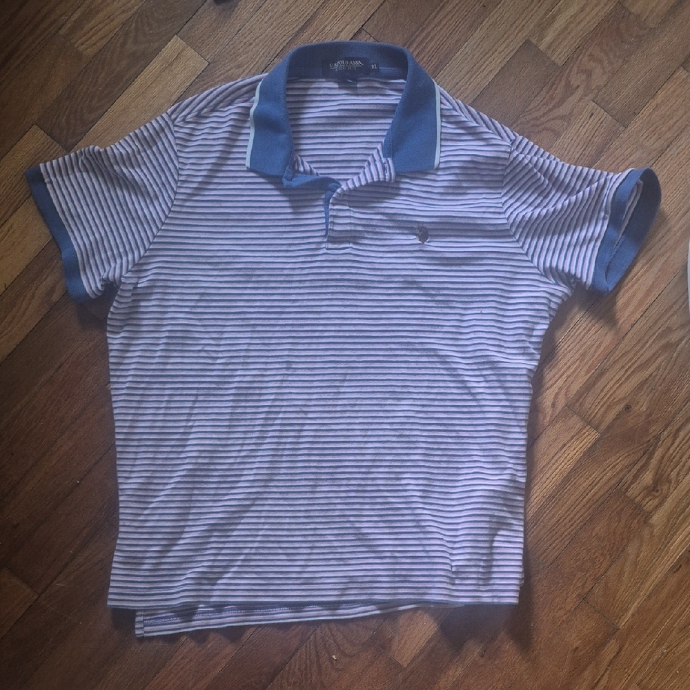 U.S. Polo Assn. Blue and White Casual Polo
